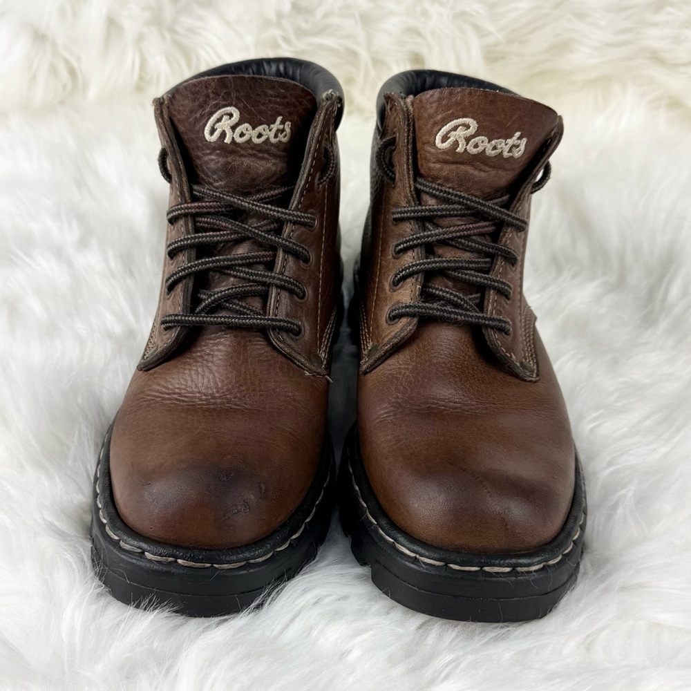 Vintage Roots Tuff Brown Leather Boot Chunky Lug Sole Hiking Boot Size 8